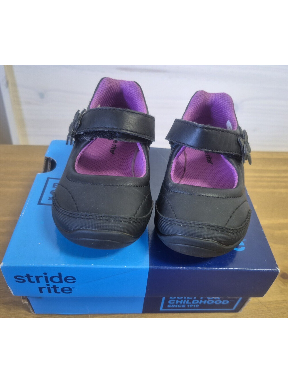 Stride Rite Baby Girls Mary Jane Flat Black Shoes ~ size 6.5 Toddler ~ SR Marien